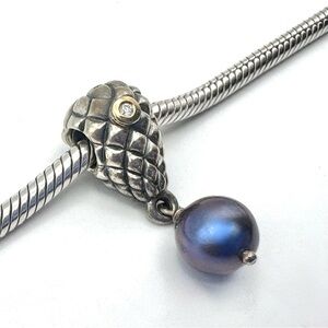 Pandora Grapes Bunch Pearl & Diamond Sterling Silver & 14k Gold Charm